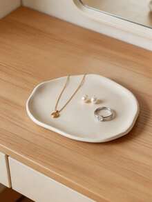 2/1pc Asymmetric Cloud-Shaped Ceramic Tray, Nordic Style Jewelry Storage Tray, Decorative Plate For Jewelry Collection, Jewelry Display Tray, Gift For Woman, Home Decoration, Bedroom Decoration Small Ceramic Item Tray - Multicolor 2 - View 5