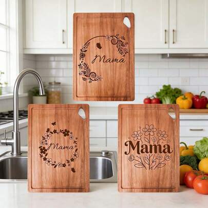 Wooden Cutting Board, Suitable For Mom's Kitchen, Great For Food Prep, Meat, Vegetable Cutting And Bread Baking. Unique Mother's Day Or Birthday Gift For Her