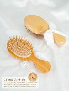 1pc/ 2pcs/ 3pcs Bamboo Mini Cushion Hair Brush With Bow, Compact Bamboo Bowknot Air Cushion Brush, Portable Small Paddle Brush With Decorative Bow – Natural Wood Detangling Brush For Women, For Purse, Travel, Gym, Office, Quick Styling – Perfect Valentine's Day, Birthday, Christmas, Anniversary Gift For Her, Friend, Sister, Daughter ( Natural Bamboo, Lightweight Mini) ﻿ ﻿ - Multicolor - View 3