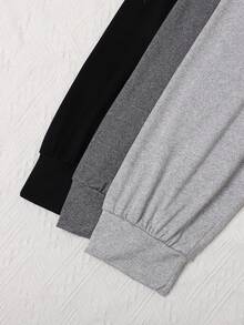 3pcs/Set Plus Size Women's Solid Color Drawstring Casual Lounge Pants, Loose & Comfortable For Summer - Multicolor - View 5