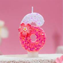 1pc Pink Number Birthday Candle, Sparkling Color Block Flower & Number Birthday Candle, Cake Decor, Creates Romantic Atmosphere, Handmade DIY Adult Ceremony Candle, Suitable For School Opening, Valentine's Day, Princess Birthday Party, Graduation Party - Birthday Candle Number - View 17