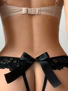 Quần lọt khe nữ màu đen phối ren hoa, kiểu Pháp lãng mạn, gợi cảm. - màu đen - Xem 2