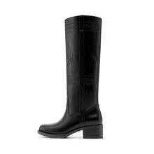 Women's Knee High Boots Pull-On Tall Shaft With Western Stitching Vintage Style Comfortable Square Toe Boots For Women - 黑色 - 查看 11