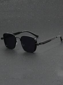 1 Pair Unisex Square Fashion Casual Glasses, Luxury Brand Designer Glasses. Suitable For Beach, Vacation, Sunshade, Classic Driving, Fishing, Travel, Shopping, Outdoor Sports, Tourism, Camping, Hiking, Leisure Eye Protection, Retro Travel Driver Glasses - Multicolor - View 4