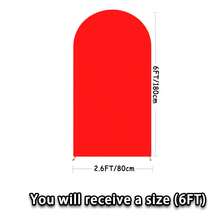 Red Wedding Arch Backdrop Cover, Double-Sided Spandex Fitted Fabric, 6ft/6.6ft/7.2ft Arch Decoration For Birthday Party, Wedding Ceremony, Engagement, Baby Shower, Bridal Shower, Graduation, Holiday Events - 紅色 - 查看 12