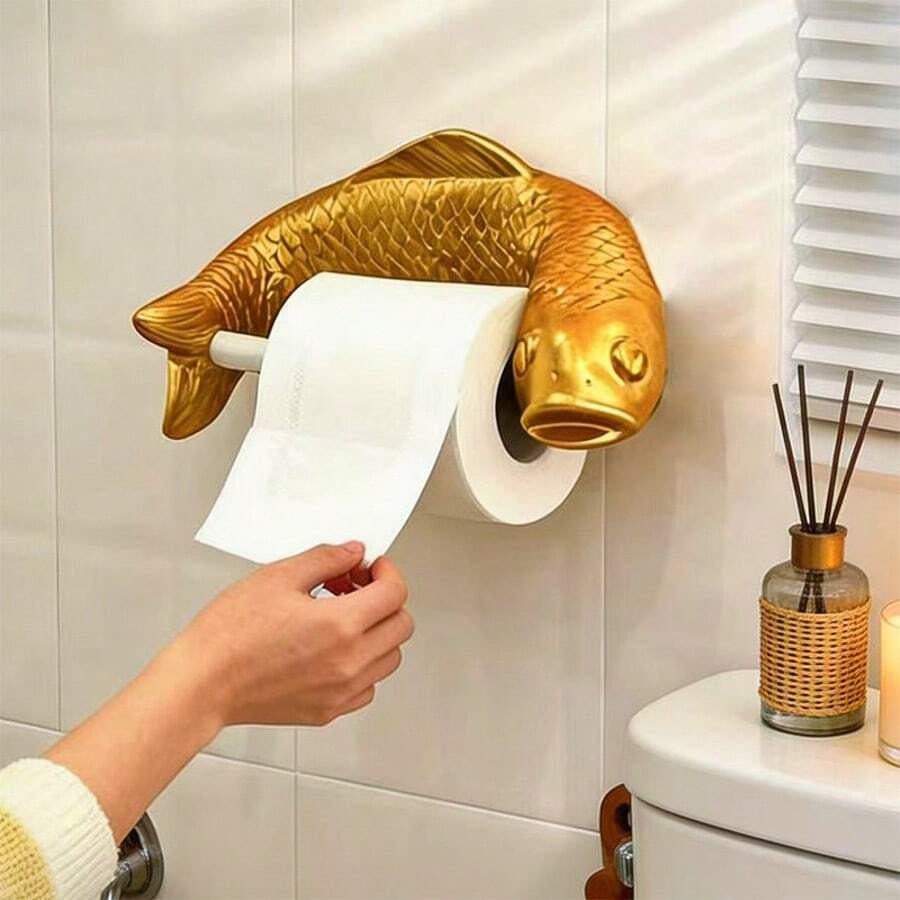 1 pieza Soporte de papel higiénico personalizado y creativo, dispensador de rollo de papel higiénico montado en la pared, lindo para uso doméstico, adecuado como regalo de inauguración de la casa para amigos - carpa - Ver 1