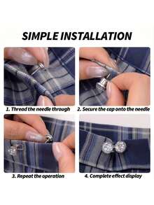 2pcs Pearl Denim Leg Clips, Chest Front Light Blocker, Anti-Slip Shoe Buckle, Pants Length Adjuster - Multicolor - View 12