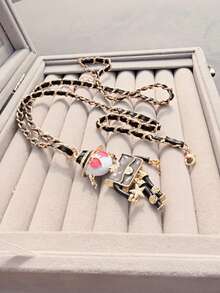 1件女士精致机器人手工珐琅时尚长项链 - 黑色 - 查看 5