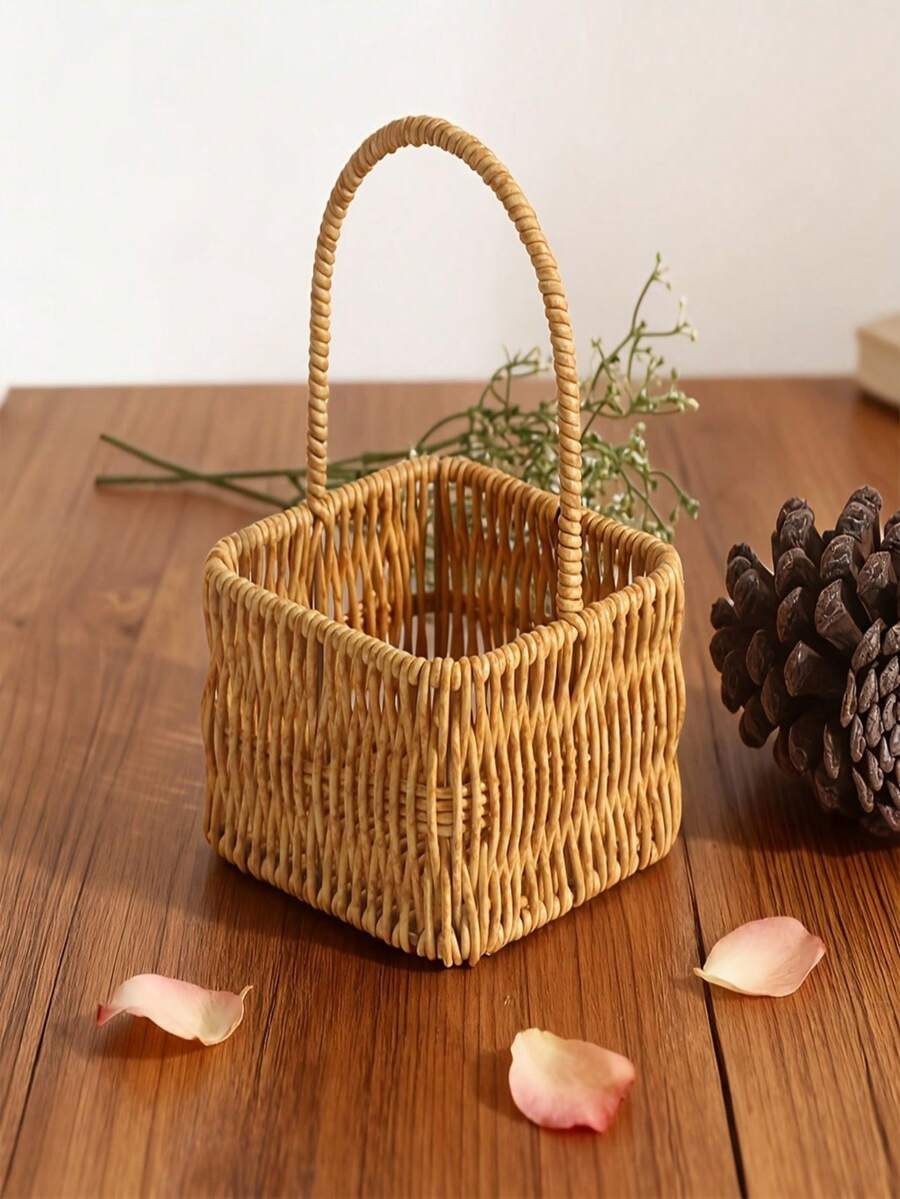 Rattan Woven Mini Handbag, Living Room Storage Basket, Gift Basket - A - View 1