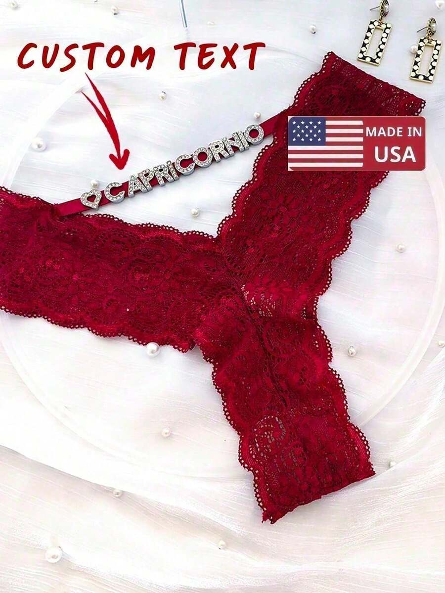 Customized Thong Straps With Charming Names, Personalized Charm Thongs With Any Name, Customized Thong Bikinis,Couple Gifts,Women's Personalized Gifts - Red - View 1
