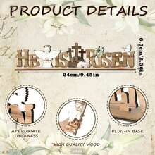 1pc Easter Decoration Wooden Sign Christian Farmhouse Tabletop Sign For Fireplace Mantel (New) - A - View 4