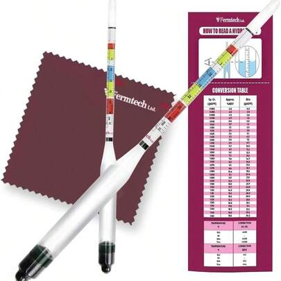Home Brewing Triple Scale Hydrometer Kit | Glass Hydrometer For Wine, Beer, Mead, Kombucha ABV, Brix, Gravity Testing | Essential Fermentation Tool With Cleaning Cloth & Storage Case | Easy For Beginners & Experts