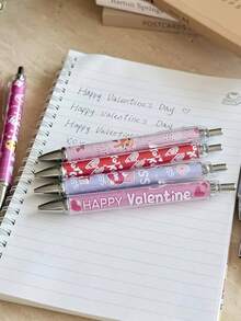 Bộ bút bi quà tặng ngày Valentine (1 chiếc/6 chiếc/12 chiếc), bút bi mực đen viết trơn tru, quà tặng Valentine cho nữ giáo viên, văn phòng phẩm trường học, luyện viết, viết chữ đẹp. - Nhiều màu - View 4