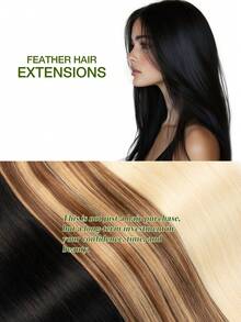 Extensiones de Cabello con Punta de Pluma Invisible, Extensiones de Cabello Humano No-Remy con Línea de Pesca Natural Invisible para Coser y Micro Loop, Adecuadas para Todas las Mujeres y Etnias, Volumen y Brillo de Grado de Salón, Accesorio de Cabello Versátil - Multicolor - Ver 8