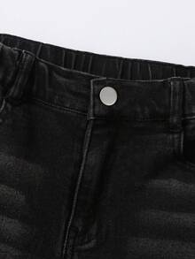 Shorts vaqueros de estilo casual retro y de calle para niñas, para el verano - Negro - Ver 6