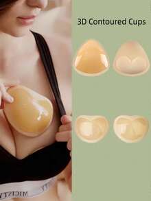 2pcs Reusable Adhesive Push-Up Bra Pads - Sticky Bra Pads With Padding For Dresses, Bikinis - Adhesive Bra Pads, Sticky Push-Up Bra Inserts, Adhesive Cleavage Enhancer Bra Pads - Multicolor - View 2