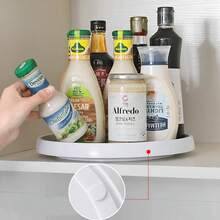Plataforma giratoria de almacenamiento, estante redondo de 2 niveles, organizador de especias, bandeja de cocina, armario de despensa - pequeño - Ver 6