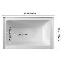 Alcove Bathtub, 48" X 30" Contemporary Alcove Acrylic Bathtub, Soaking Bath Tub With Left Hand Drain And Overflow Hole, Large Rectangular Deep Soak Tub For Bathroom With Integral Flange, White - 48-inch Left Drain - View 10