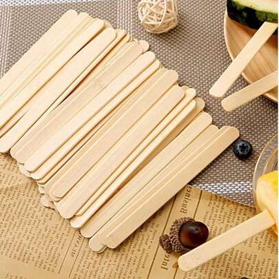 50/100 que kem que, nguyên liệu thủ công để làm kem que, các bộ phận bằng gỗ dùng để tự làm mô hình kem que (Màu gỗ có thể hơi khác nhau giữa các lô hàng, điều này là bình thường và không ảnh hưởng đến việc sử dụng).