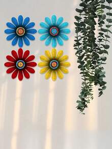 1pc/4pcs Metal Floral Decor Suitable For Home, Garden, Party, Wedding, Bedroom, Living Room And Wall Decoration - Multicolor - View 5