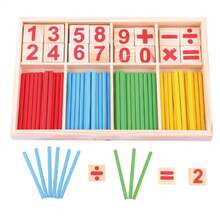 Wooden Math Learning Set With Numbered Blocks And Colored Counting Rods - Educational Counting Toys, Preschool STEM Learning Tools, Montessori Inspired Math Manipulatives, Kindergarten Number Recognition And Basic Arithmetic Practice Kit - Multicolor - View 5