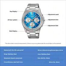 Đồng hồ bấm giờ Casio nam, mặt số xanh dương, dây thép không gỉ, chống nước 50M, hiển thị ngày và tuần, máy quartz, model MMTP-1375D-2A1V - Một cỡ - Xem 9