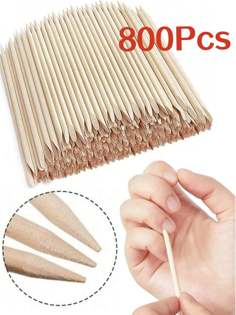 800 cái que gỗ cam 2.95 inch/75mm đẩy và làm sạch móng, phù hợp cho tiệm nail và làm móng DIY, dụng cụ chăm sóc móng, dụng cụ nail, nghệ thuật móng, tựu trường, móng, dụng cụ đẩy da móng