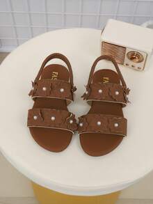 Children's Fashionable Summer Flat Sandals, One-Piece Sandals, New Stylish Elegant Minimalist - Brown - View 3