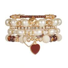 Bộ 5 chiếc vòng tay thủ công hình trái tim đính hạt ngọc trai giả phong cách Bohemian thời trang, hình giọt dầu. - Nhiều màu - Xem 6