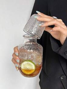Bộ ly thủy tinh dập nổi: 1 bình và 1 ly [540ml + 145ml] - Lý tưởng cho các loại cocktail đặc biệt, nước chanh, trà đá, đồ uống pha chế và cà phê. - Nhiều màu - Xem 8