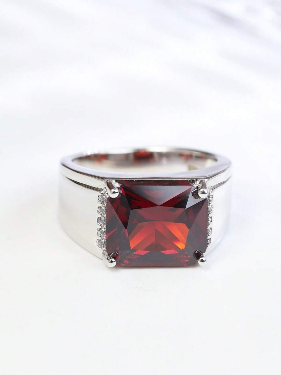 1枚S925纯银实验室培育红宝石戒指，适合商务晚宴、高端私人派对，也是情人节或生日送给爱人的绝佳礼物。 - 銀色 - 查看 1