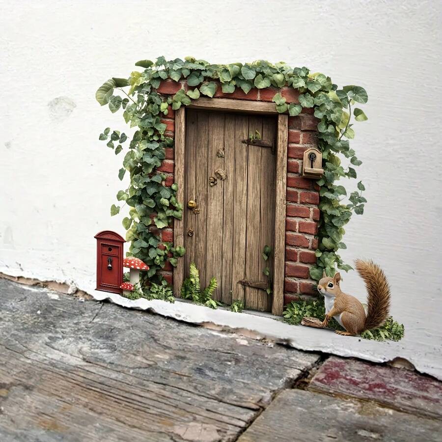 1pc Fairy Tale Themed Elf Door Wall Sticker, Removable Self-Adhesive Waterproof PVC Sticker, Suitable For Decorating Corners Of Stairs, Bedrooms, Study Rooms, And Game Rooms - Wall Stickers - View 1