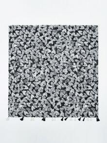 新款波西米亚印花围巾，轻盈透气流苏披肩，优雅女士防晒沙滩旅行围巾 - 彩色 - 查看 2