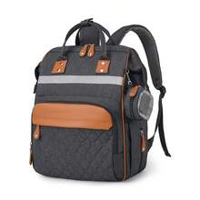 Diaper Bags With Changing Station, Waterproof Diaper Bag Backpack For Moms Dads With USB Charging Port, Shower Gifts, Large Capacity Diaper Backpack, Grey/Black/Blue - 黑色 - 查看 2