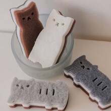 4pcs Anti-Scratch Cat Pattern Sponge Scrubber, 4 Cute Cat Designs, Versatile Kitchen Cleaning Sponge, Dish Washing Cloth, Pot Scrubber, Wipe Cloth, Compressed Dishwashing Block, Heavy Duty Cleaning Pad With Scratch-Resistant Foam, Suitable For Pots, Utensils And Surfaces, Ideal For Home Kitchen Cleaning, Halloween Gift, Random Color/Pattern - Cat - View 4
