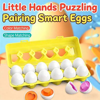 12pcs/Set Interesting Smart Egg Puzzle Set | Shape & Color Sorting | Montessori Educational Toys Suitable For Toddlers