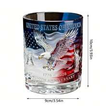 Commemorative Whiskey Glass Cup For The 250th Anniversary Of American Independence, Patriotic Printed 2D Design Tumbler Gift For July 4th - [Multi Color] - View 4
