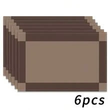 1/2/4/6/8/300pcs Luxury Placemat Set, Featuring Minimalist High-End Brown Plaid Design, Available In Multiple Patterns. Made Of 100% Polyester Fabric Using Digital Printing Technology, Machine Washable, Heat-Resistant, Waterproof And Easy To Clean, Suitable For Party Decoration, Coffee Tables, Dining Tables And Indoor Decor Accessories, Restaurants And Company Gatherings. - Multicolor - View 24