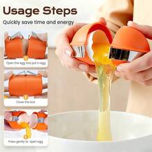 1pc Stainless Steel Egg Separator, Multifunctional Egg Beater, Suitable For Raw And Cooked Eggs, Handheld Kitchen Tool, Easy To Separate Egg Yolk And Egg White - Multicolor - View 4