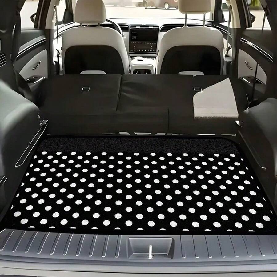 1pc Black And White Polka Dot Pattern Car Trunk Mat, Suitable For Sedans, Trucks, And SUVs, Durable And Machine Washable, Easy To Clean, High-End Car Accessory, Suitable For Most Vehicles, Personalized Car Trunk Mat, Car Trunk Cargo Liner, Trunk Liner - Nhiều màu - Xem 1