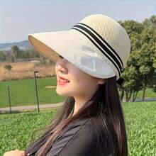 1 chiếc mũ chống nắng ngoài trời dành cho nữ, mũ lưỡi trai lưới thoáng khí mùa xuân/hè có lỗ buộc tóc đuôi ngựa, kiểu dáng cổ điển đa năng. - Nhiều màu - Xem 9