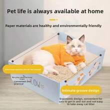 1个可折叠大容量防水便携式一次性猫砂盆，家用及旅行宠物厕所用品 - 藍色 37x29x12厘米 - 查看 4