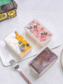 20/30 hộp đựng tráng miệng hình chữ nhật trong suốt, hộp đựng bánh mousse thích hợp cho salad trái cây, sữa đậu nành và bao bì làm bánh. - Xem 6
