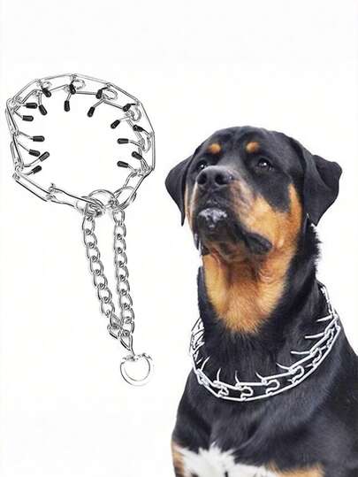 1件装宠物用品橡胶头可调节可拆卸尖刺项圈大型犬训练刺激项圈有效可拆卸夹颈项圈橡胶宠物犬可调节项圈钢制训练项圈不锈钢尖刺舒适头狗尖刺训练项圈带橡胶头比特犬德国牧羊犬金属夹颈项圈宠物用品