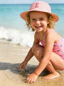 1顶26字母定制儿童草帽，适合作为礼物、日常出行、野餐、日光浴、海滩度假等场合。 - 彩色 - 查看 2