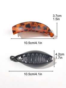 2pcs PC Material Amber Matte Banana Clips, Minimalist Elegant Commuter Style, Versatile For Casual Bun, Low Ponytail, Flyaway Hair Fix,Summer,Holiday,Travel - Multicolor - View 3