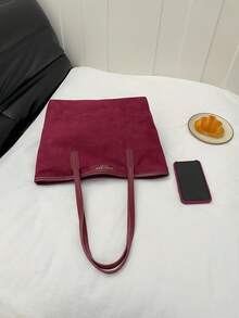 Large Capacity Handbag For Women, New Arrival Minimalist Commuter Shoulder Tote Bag - Burgundy - View 3