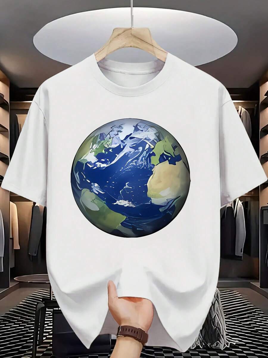 Summer Men'S Fashion Pattern Short-Sleeved T-Shirt Letter Pattern Printing - White - View 1