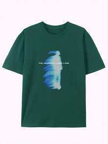 Nuevas camisetas de moda para hombre de primavera y verano, de algodón puro, estilo retro de verano, de manga corta, con estampados creativos y únicos, camisetas de cuello redondo. - Azul marino - Ver 2