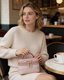 Michael Kors Túi xách nữ MK Jet Set đeo vai chéo có khóa kéo - Hồng - Xem 4